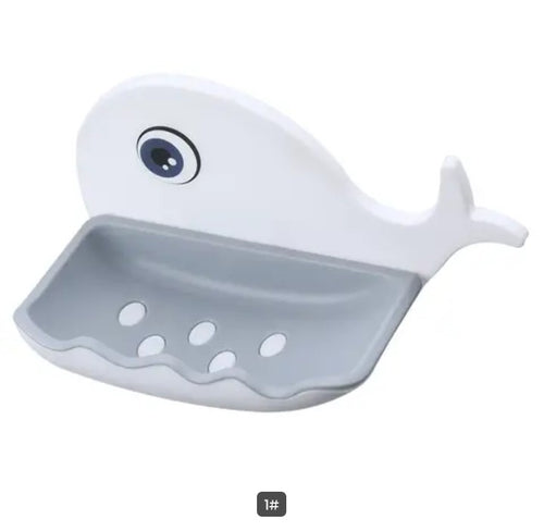 Cute Whale Shaped Bathroom Perforation-free Soap Wall Rack With Storage Mounter