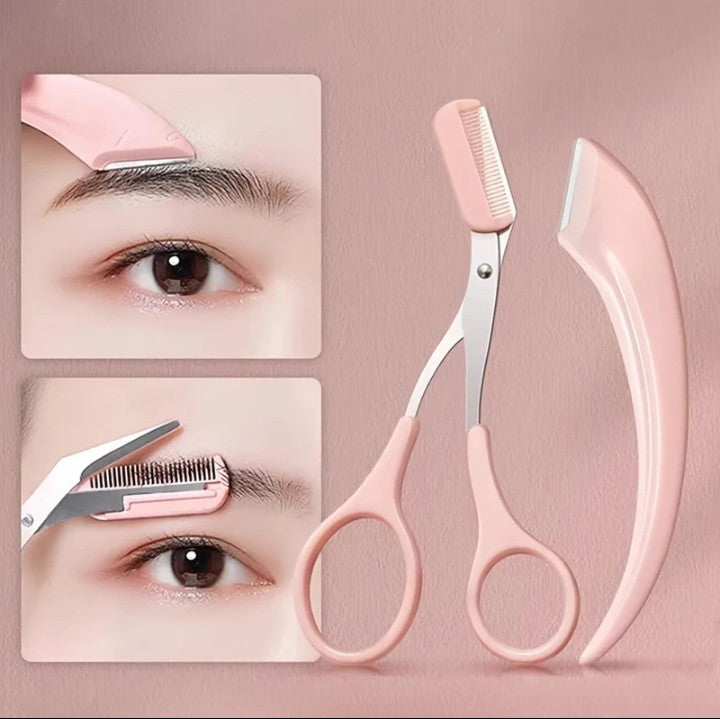 3Pcs Eyebrow Razor Kit Safe Shaper Scissors Set For Beginners And Professional