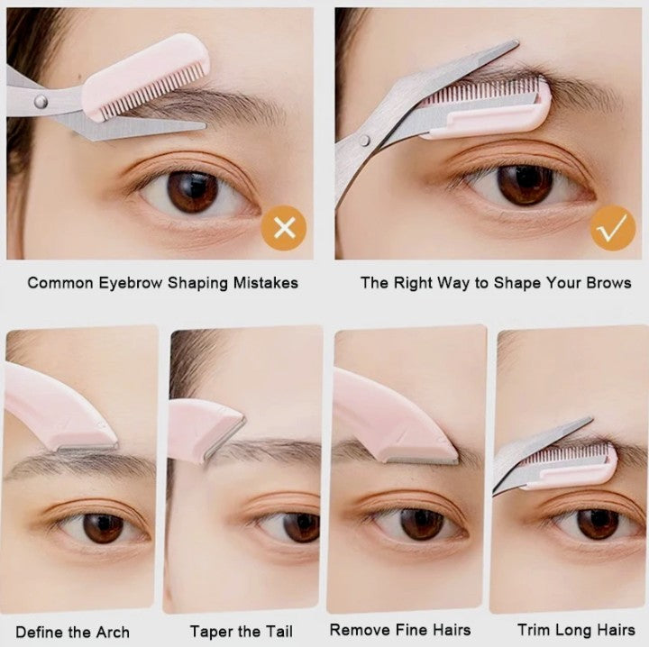 3Pcs Eyebrow Razor Kit Safe Shaper Scissors Set For Beginners And Professional