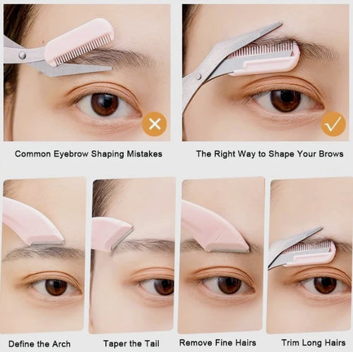 3Pcs Eyebrow Razor Kit Safe Shaper Scissors Set For Beginners And Professional